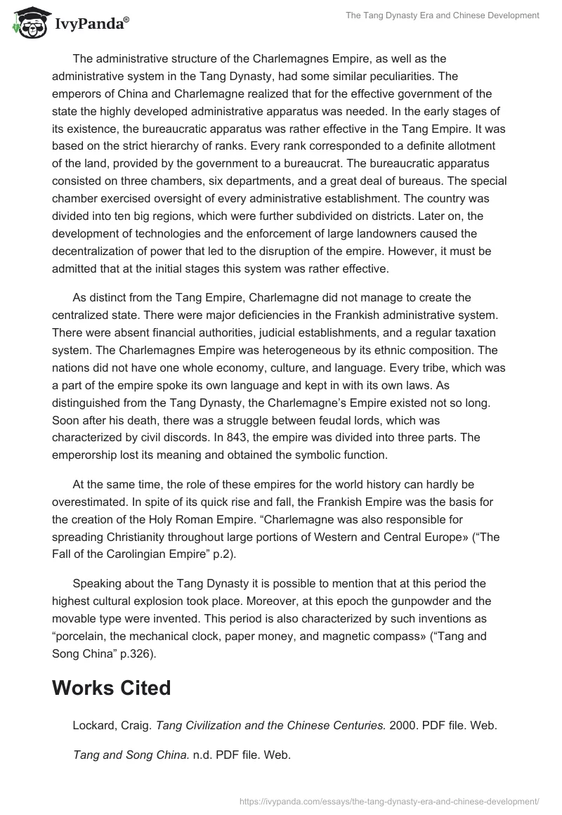 The Tang Dynasty Era and Chinese Development. Page 4