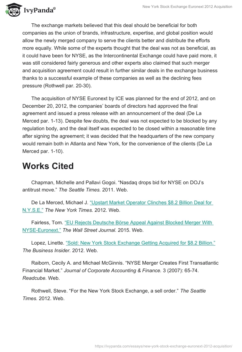 New York Stock Exchange Euronext 2012 Acquisition. Page 2