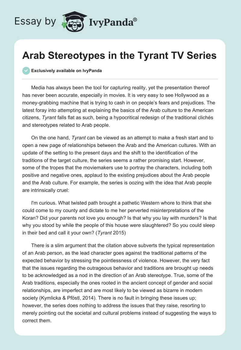 Arab Stereotypes in the "Tyrant" TV Series. Page 1