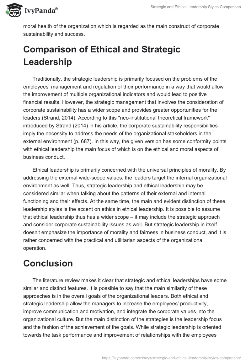 Strategic and Ethical Leadership Styles Comparison. Page 3