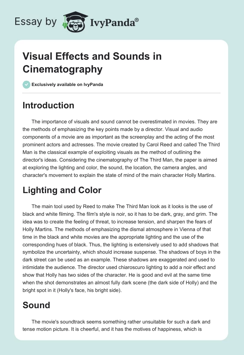 Visual Effects and Sounds in Cinematography. Page 1