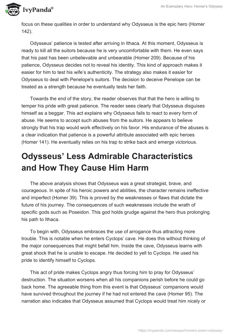 An Exemplary Hero: Homer's "The Odyssey". Page 5
