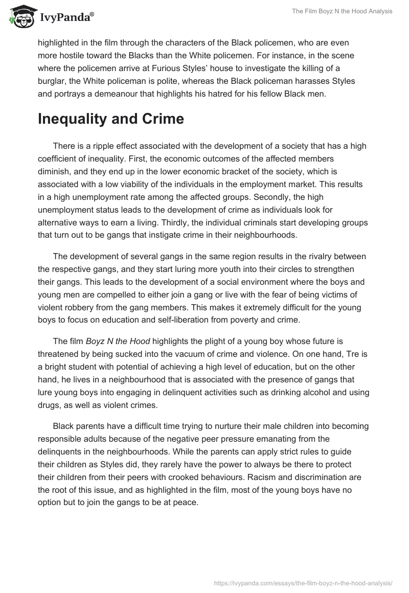 The Film "Boyz N the Hood" Analysis. Page 2