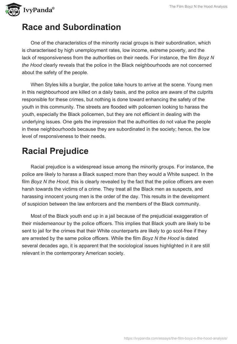 The Film "Boyz N the Hood" Analysis. Page 3