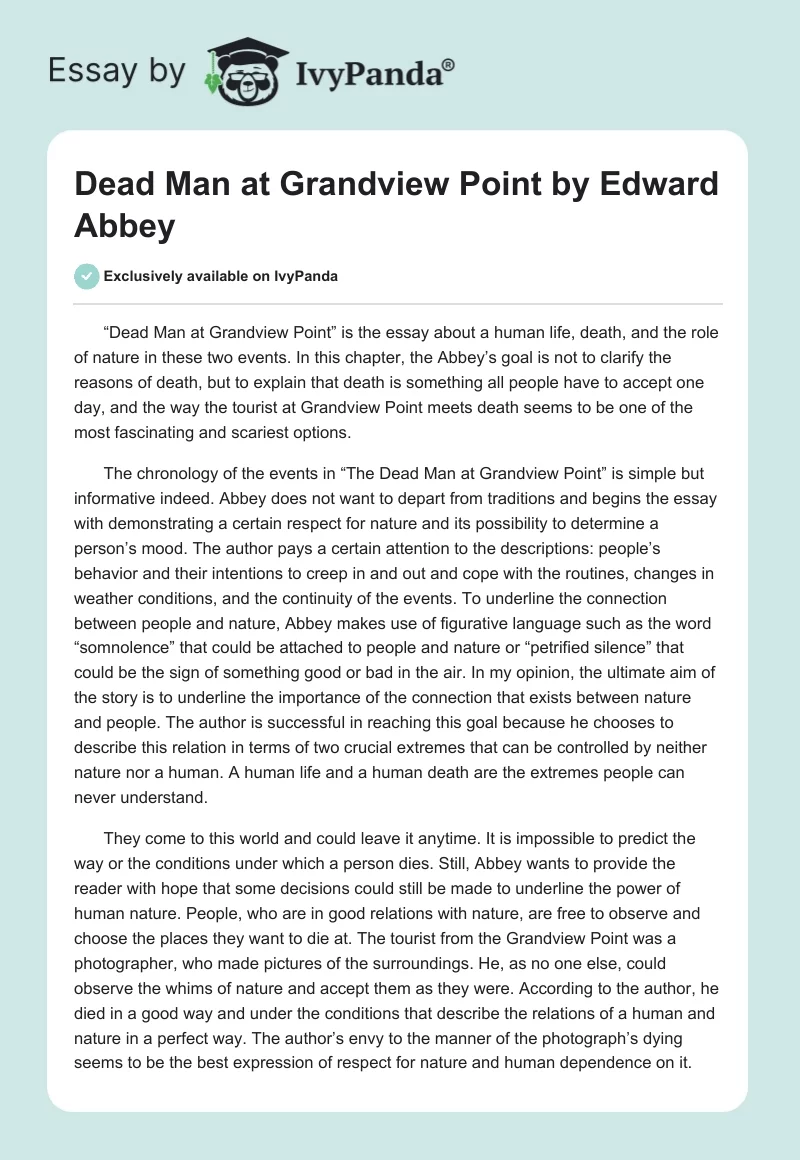 "Dead Man at Grandview Point" by Edward Abbey. Page 1