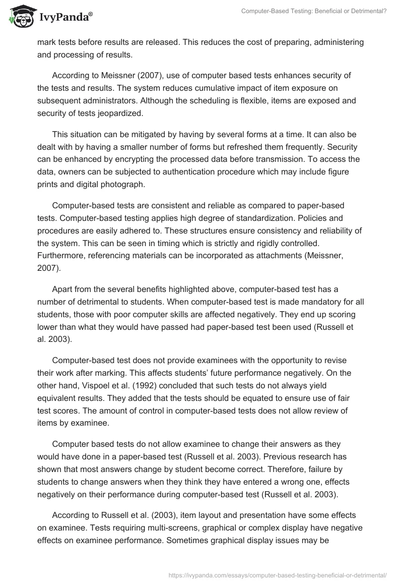 Computer-Based Testing: Beneficial or Detrimental?. Page 4