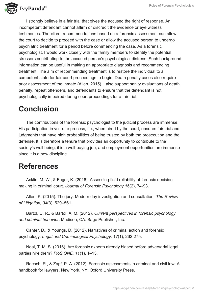 Roles of Forensic Psychologists. Page 4