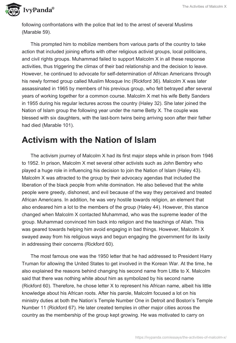 The Activities of Malcolm X. Page 2