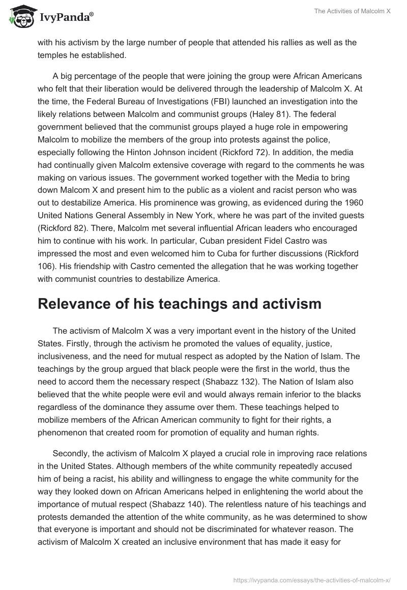 The Activities of Malcolm X. Page 3