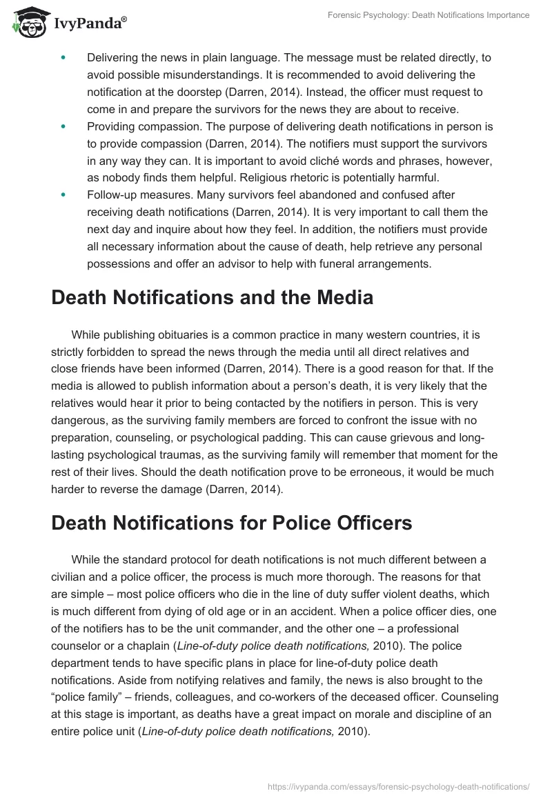 Forensic Psychology: Death Notifications Importance. Page 2