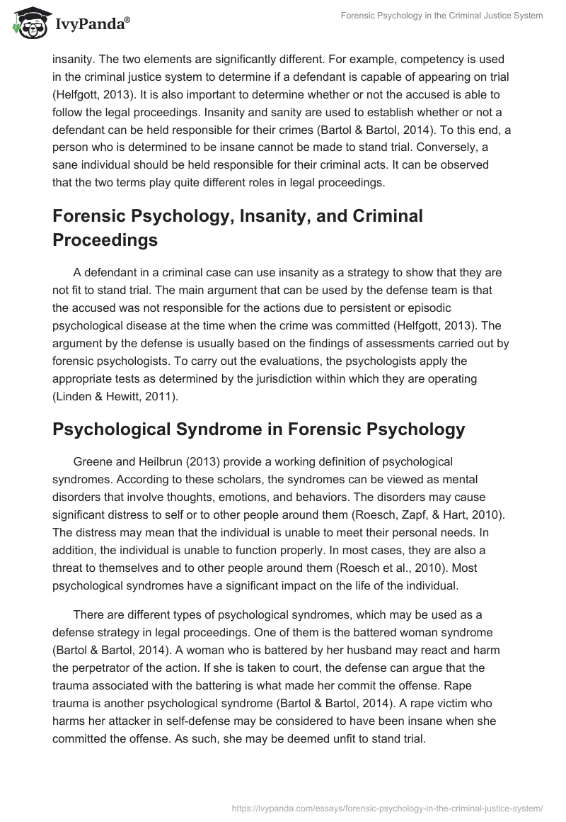 Forensic Psychology in the Criminal Justice System. Page 2