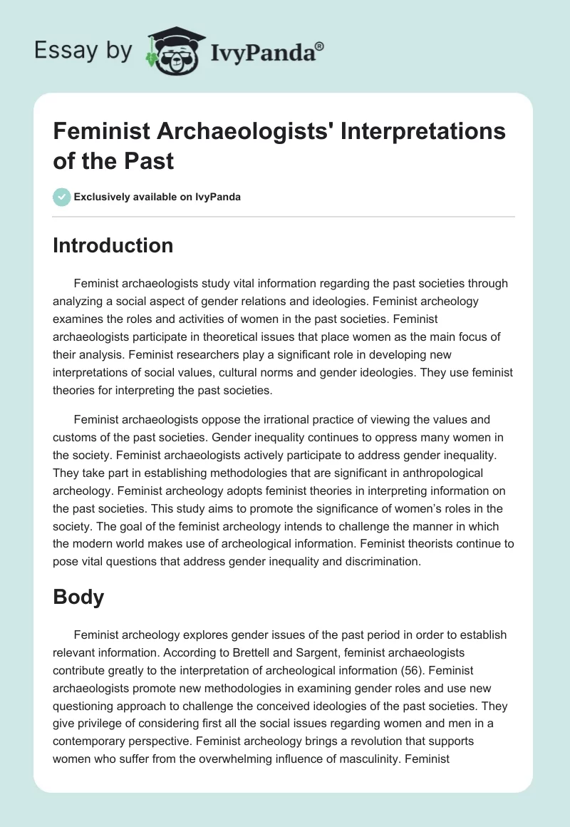 Feminist Archaeologists' Interpretations of the Past. Page 1