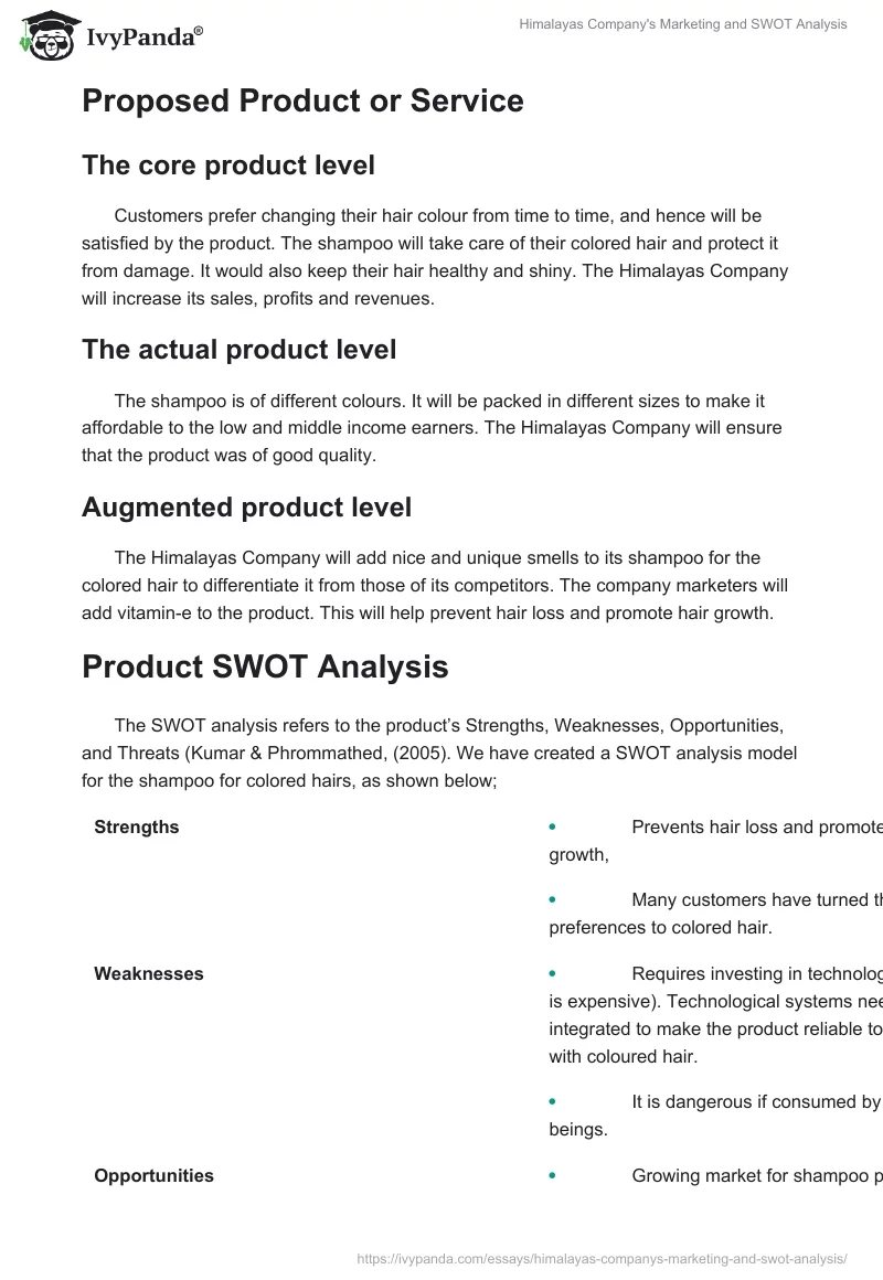 Himalayas Company's Marketing and SWOT Analysis. Page 3