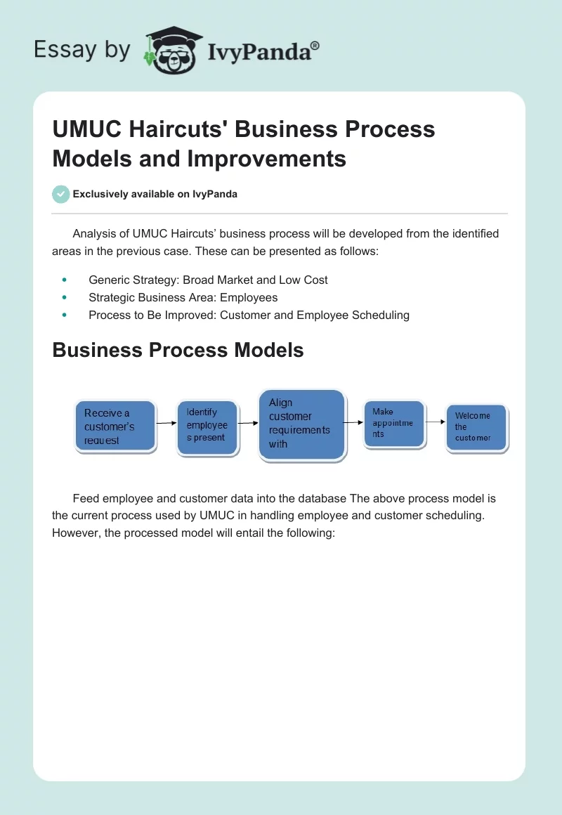 UMUC Haircuts' Business Process Models and Improvements. Page 1