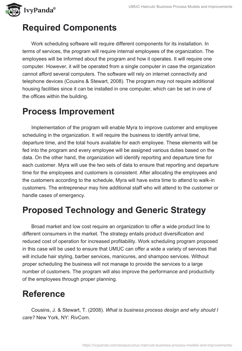 UMUC Haircuts' Business Process Models and Improvements. Page 3