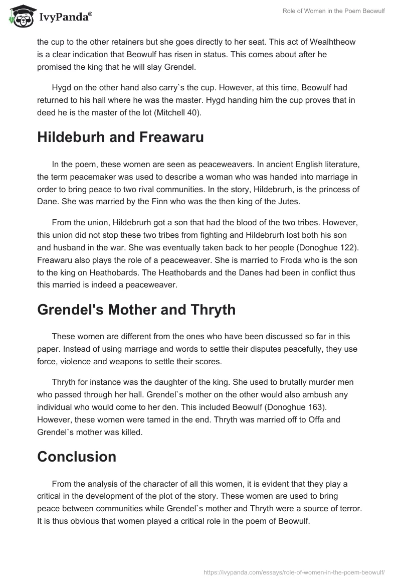 Role of Women in the Poem Beowulf. Page 2