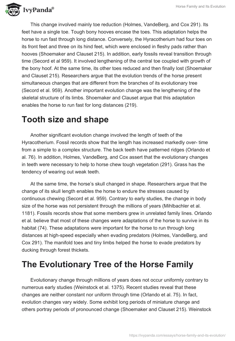 Horse Family and Its Evolution. Page 5