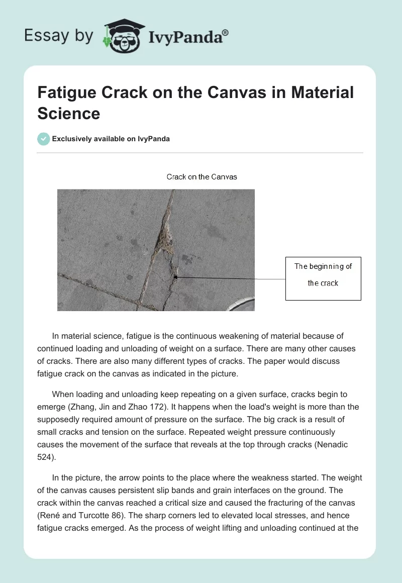 Fatigue Crack on the Canvas in Material Science. Page 1