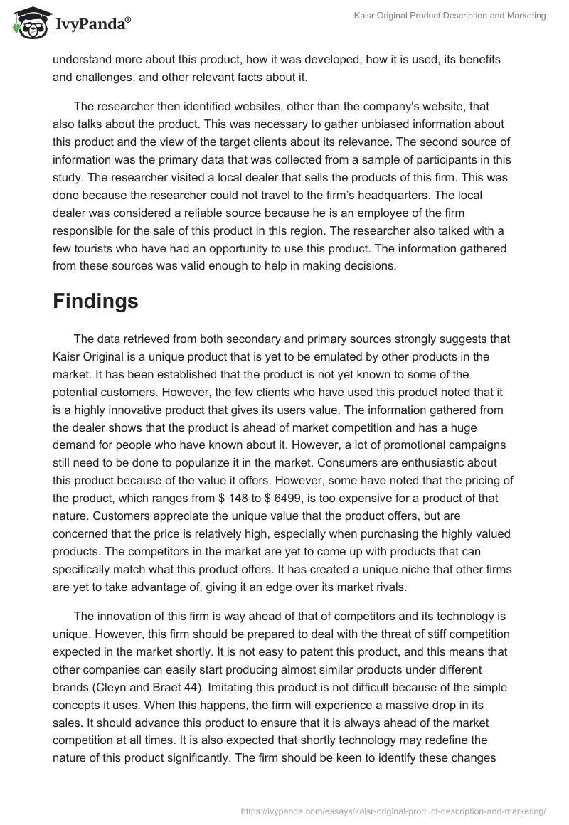 Kaisr Original Product Description and Marketing. Page 4