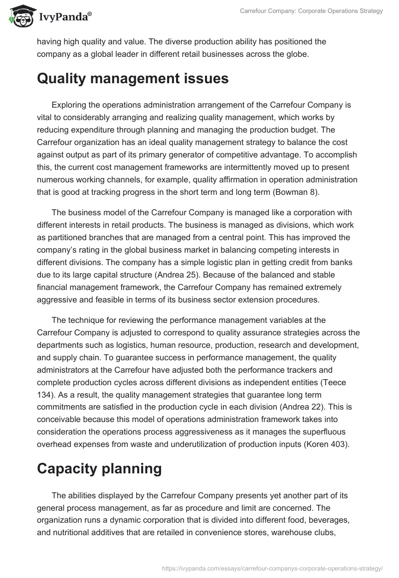 Carrefour Company: Corporate Operations Strategy. Page 4