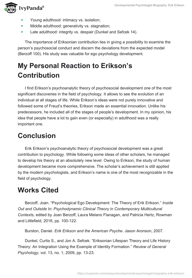 Developmental Psychologist Biography: Erik Erikson. Page 3