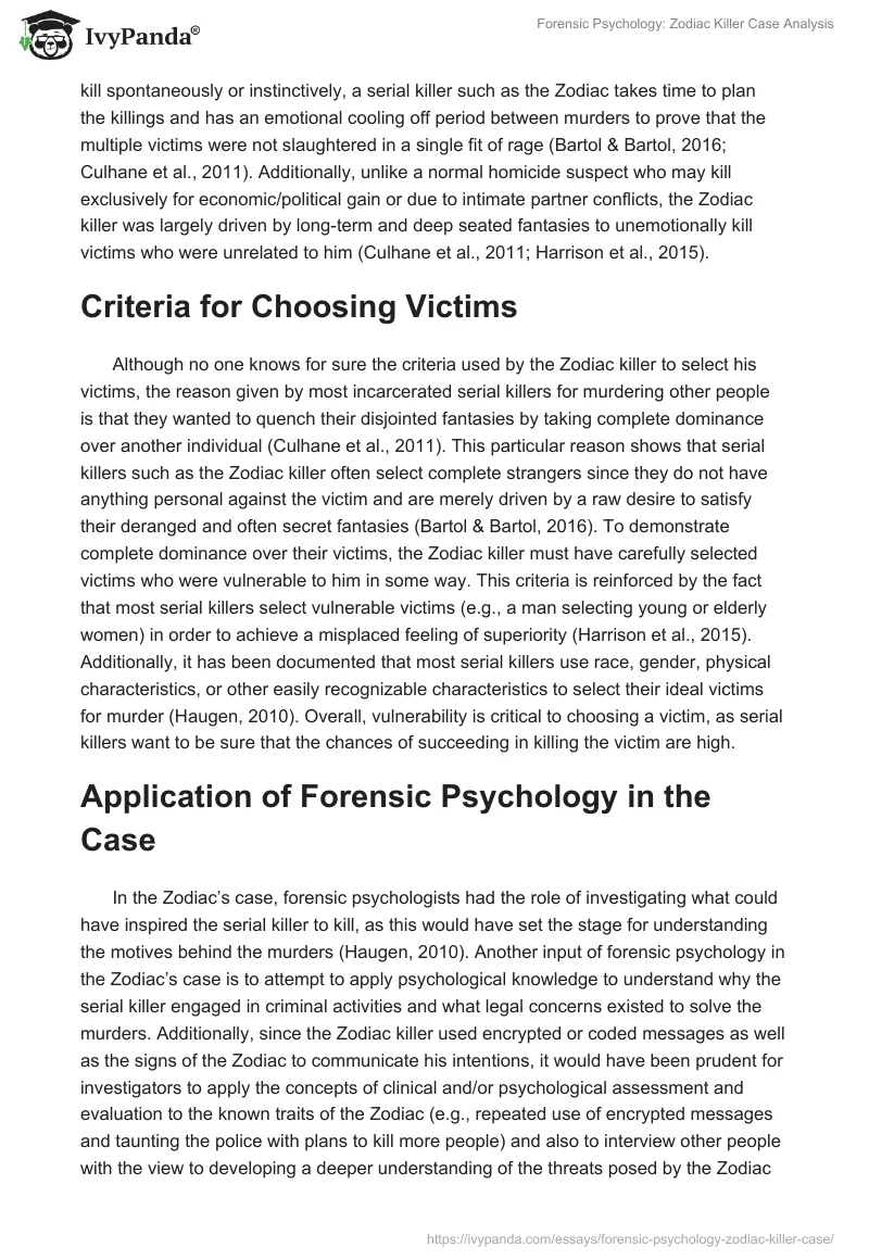 Forensic Psychology: Zodiac Killer Case Analysis. Page 2