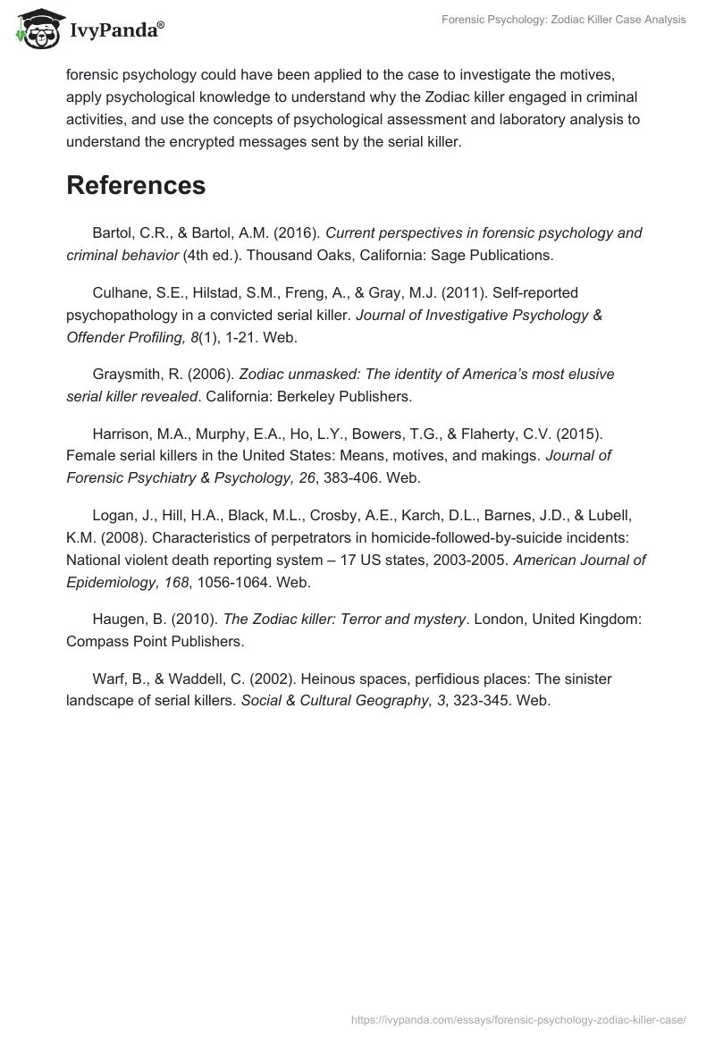 Forensic Psychology: Zodiac Killer Case Analysis. Page 4