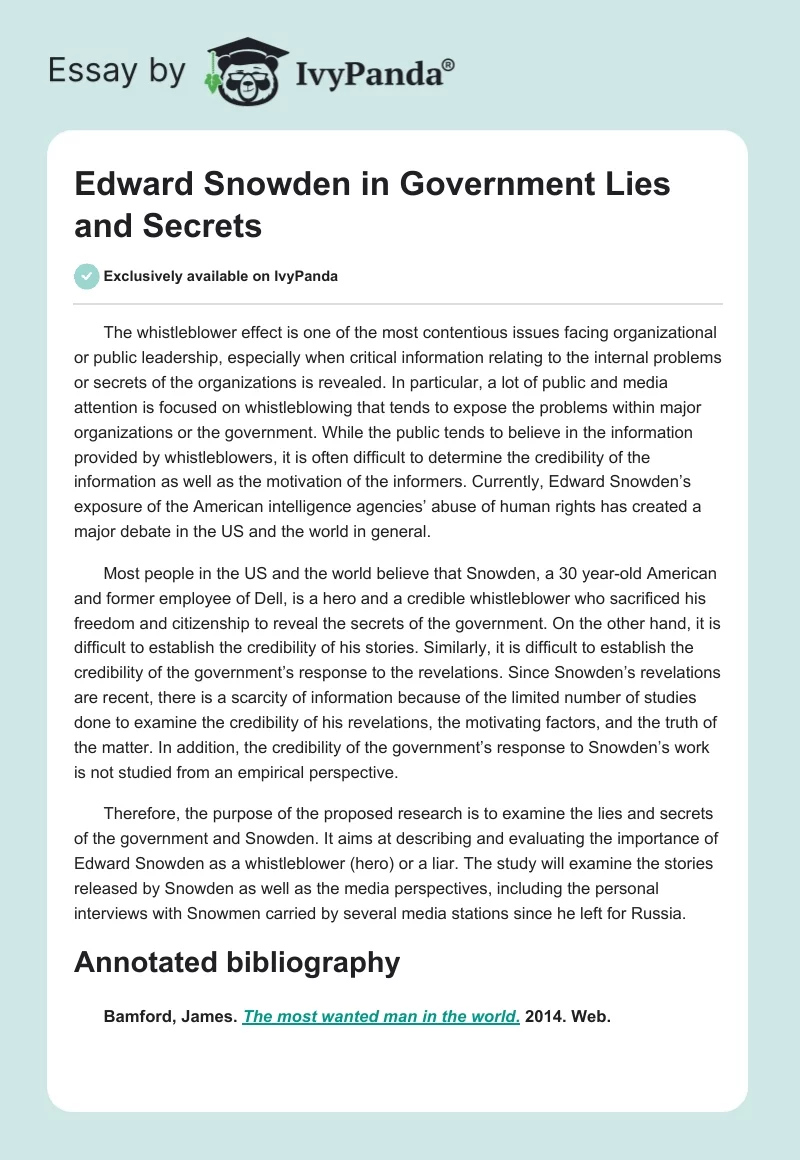 Edward Snowden in Government Lies and Secrets. Page 1