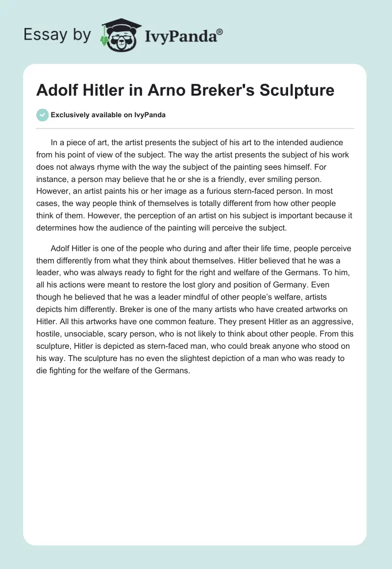 Adolf Hitler in Arno Breker's Sculpture. Page 1