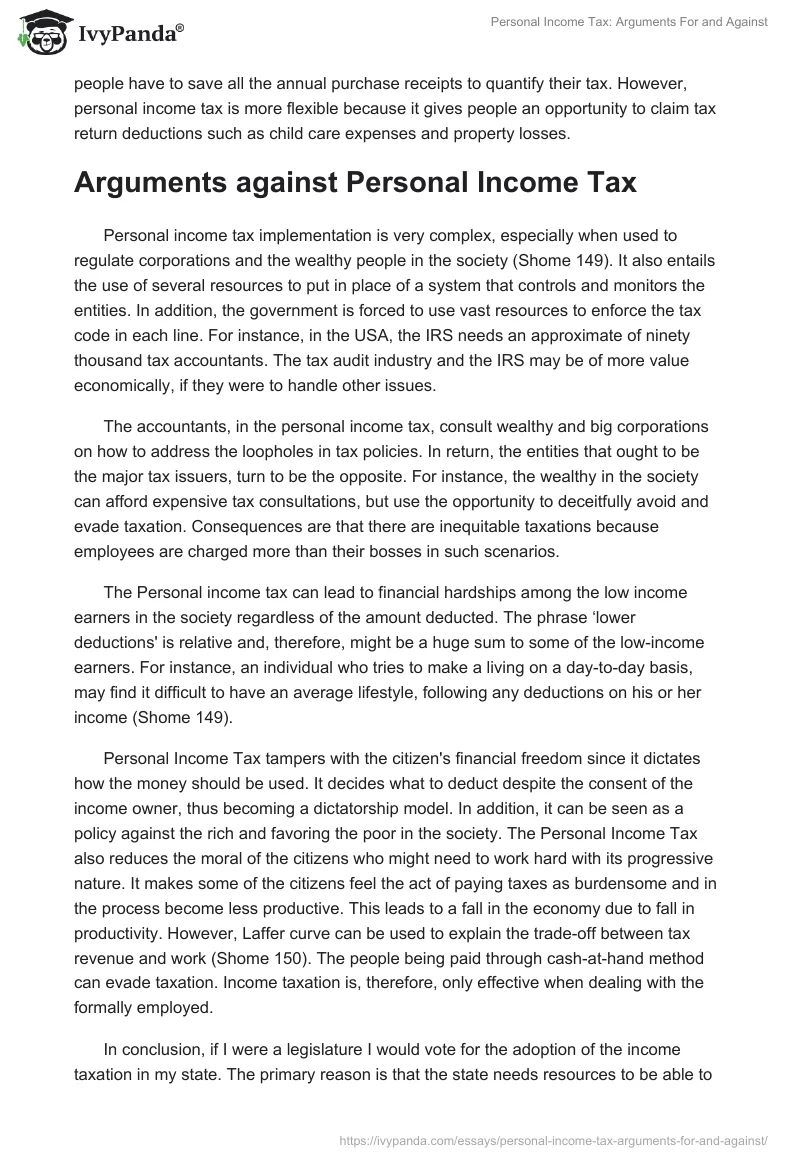 Personal Income Tax: Arguments For and Against. Page 2