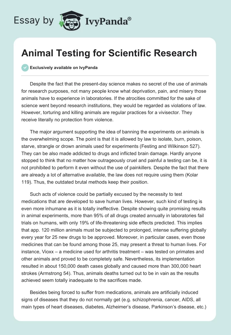 Animal Testing for Scientific Research. Page 1