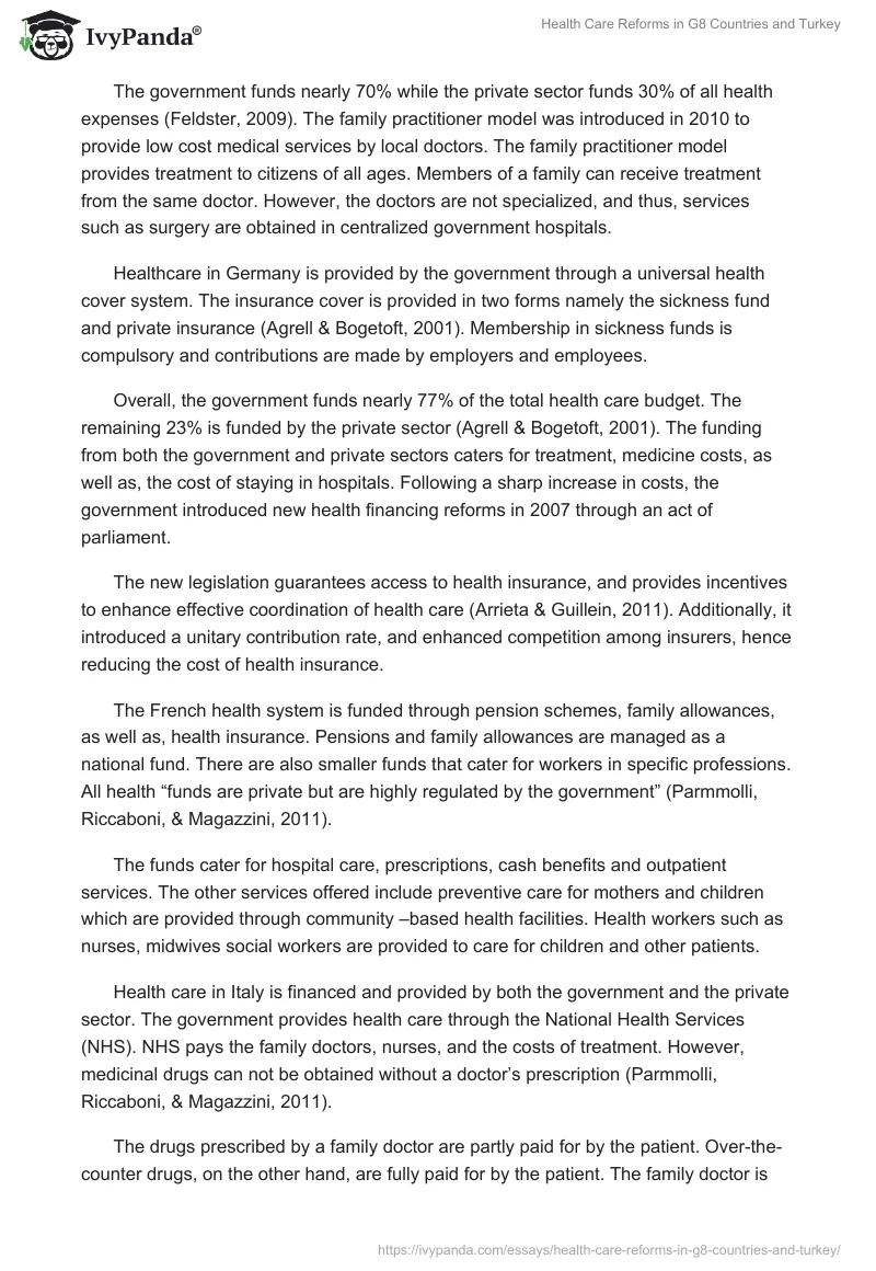 Health Care Reforms in G8 Countries and Turkey. Page 4