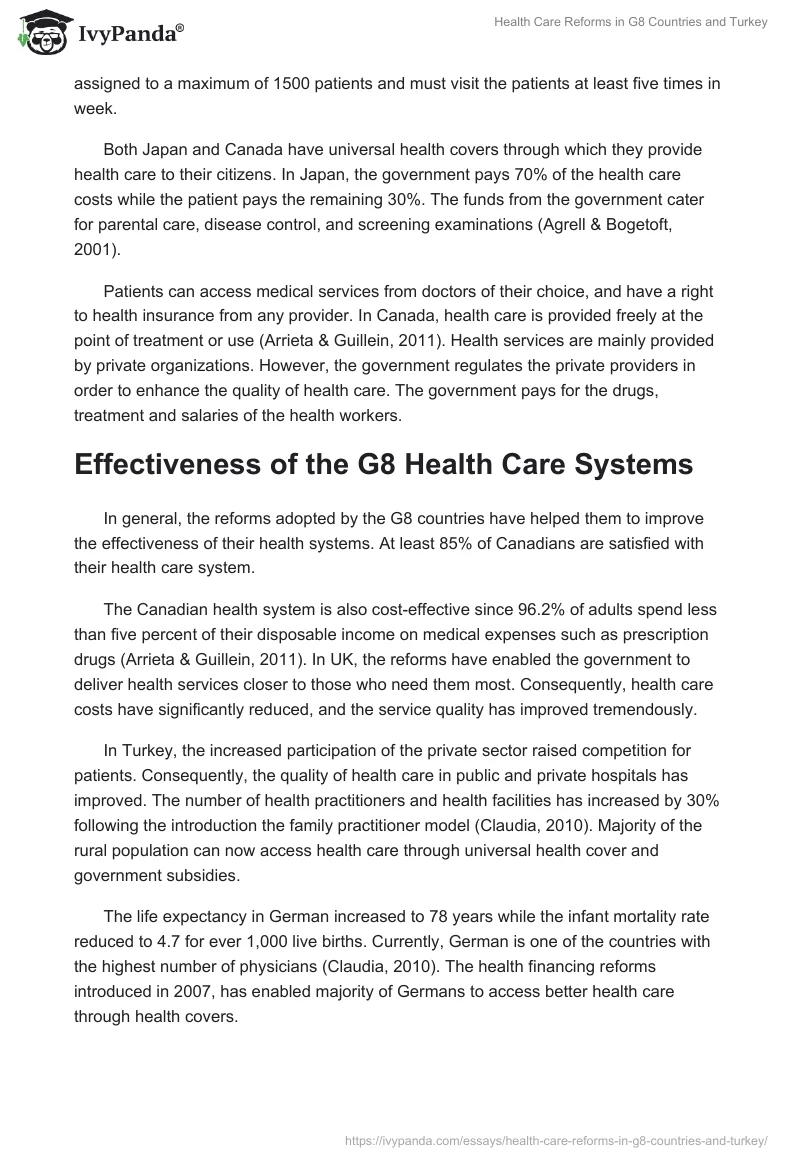 Health Care Reforms in G8 Countries and Turkey. Page 5