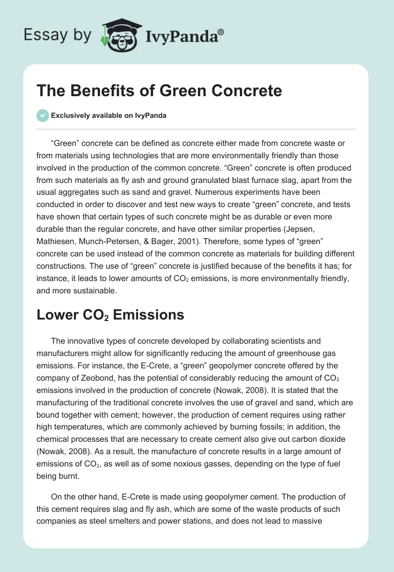 The Benefits of "Green" Concrete. Page 1