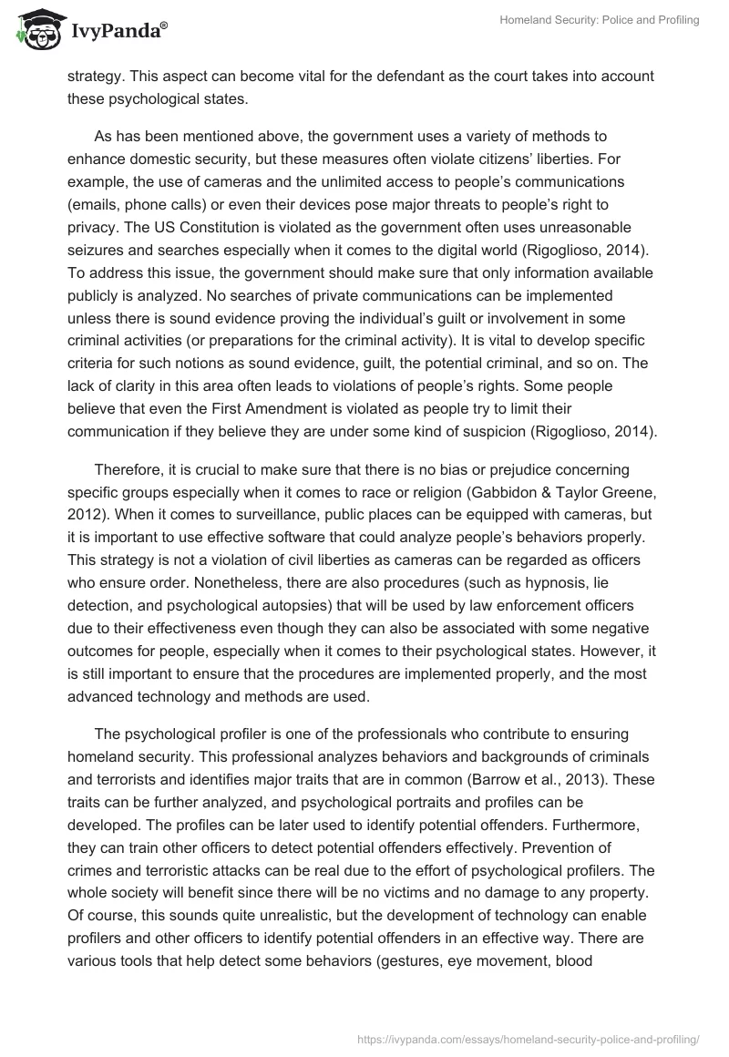 Homeland Security: Police and Profiling. Page 2