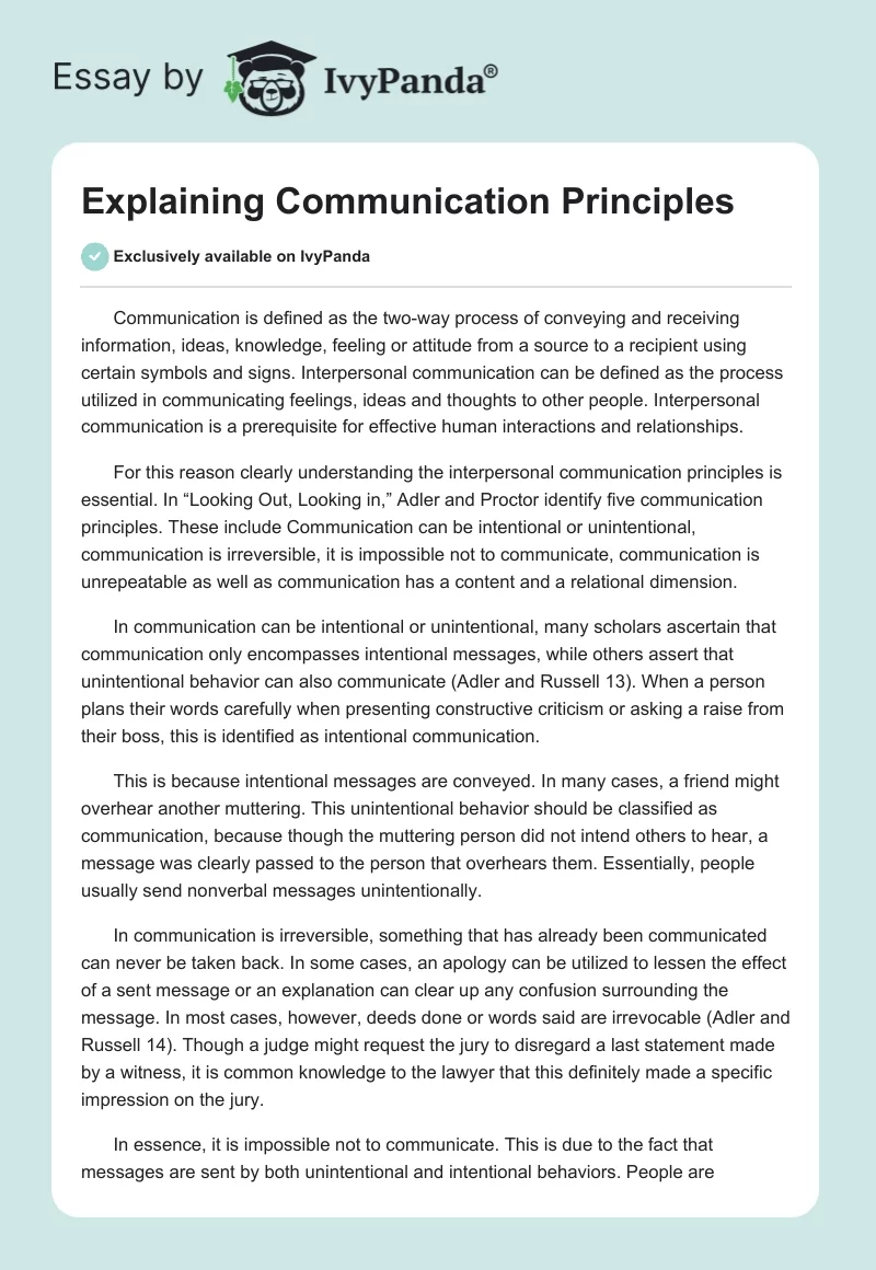 Explaining Communication Principles. Page 1