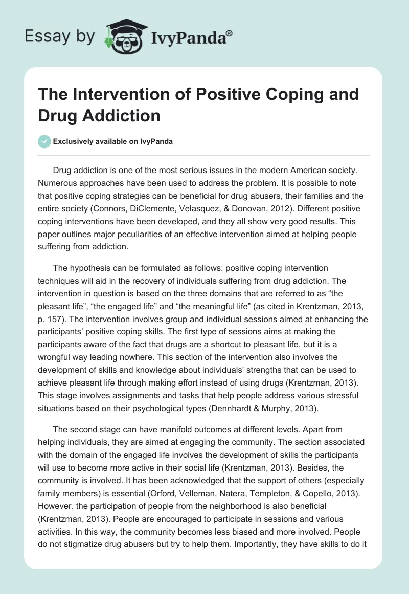 The Intervention of Positive Coping and Drug Addiction. Page 1