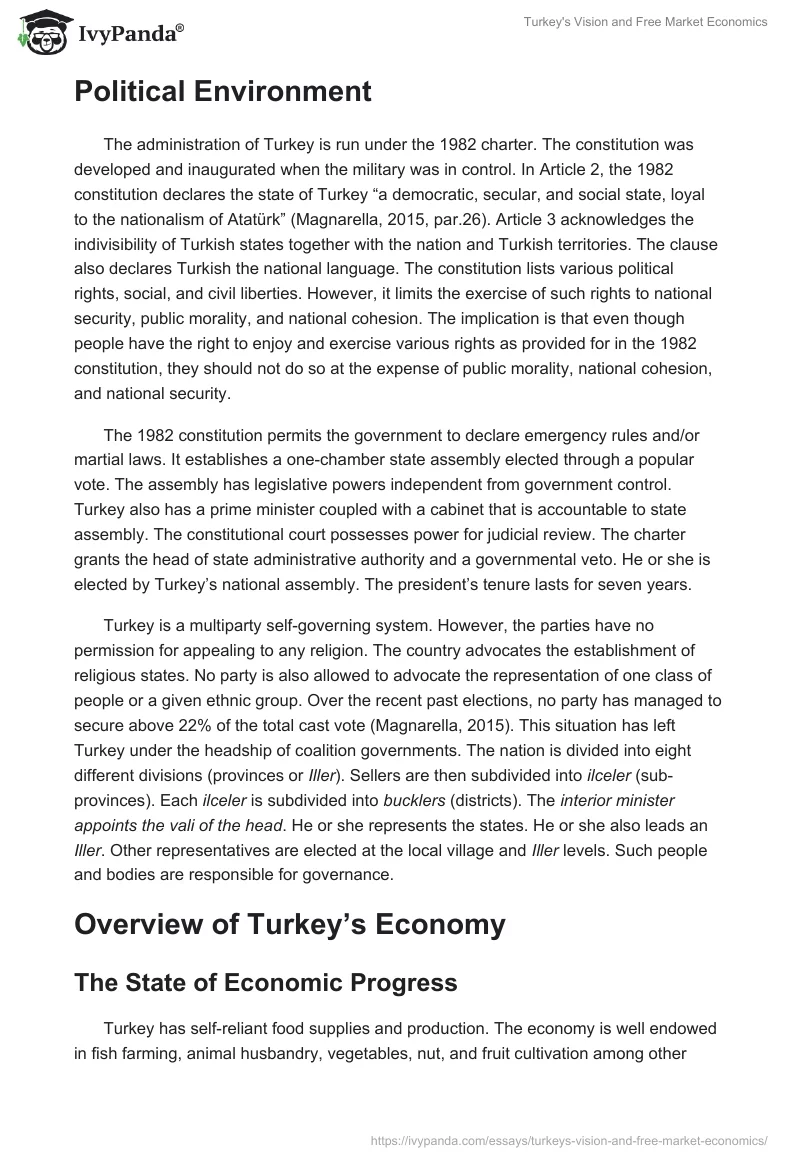 Turkey's Vision and Free Market Economics. Page 4