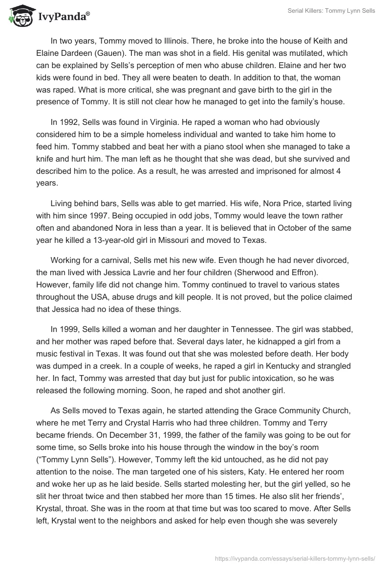 Serial Killers: Tommy Lynn Sells. Page 2