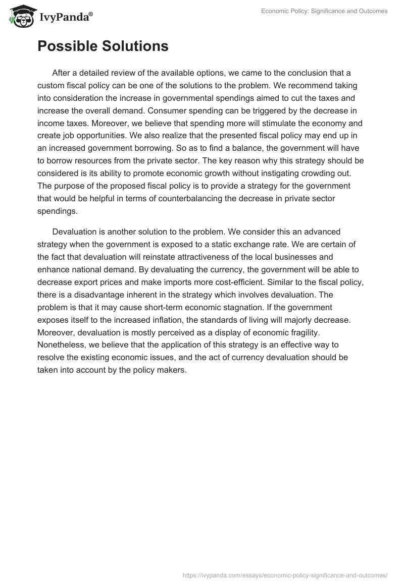 Economic Policy: Significance and Outcomes. Page 2