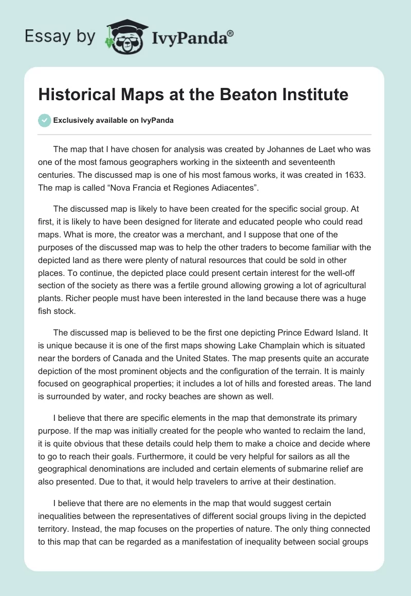 Historical Maps at the Beaton Institute. Page 1