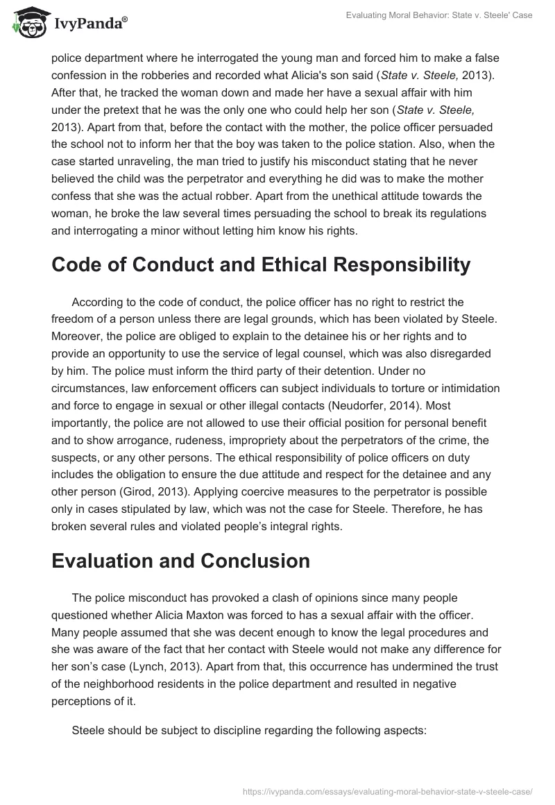Evaluating Moral Behavior: State v. Steele' Case. Page 2