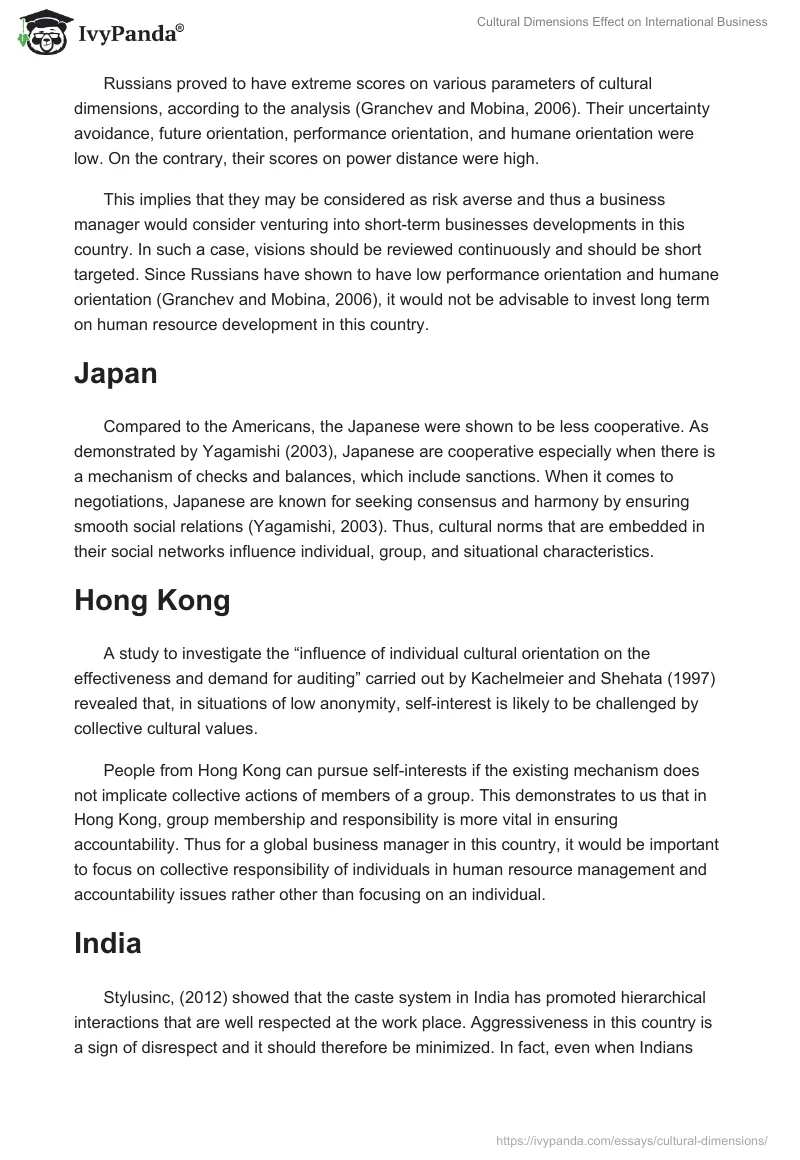 Cultural Dimensions Effect on International Business. Page 2