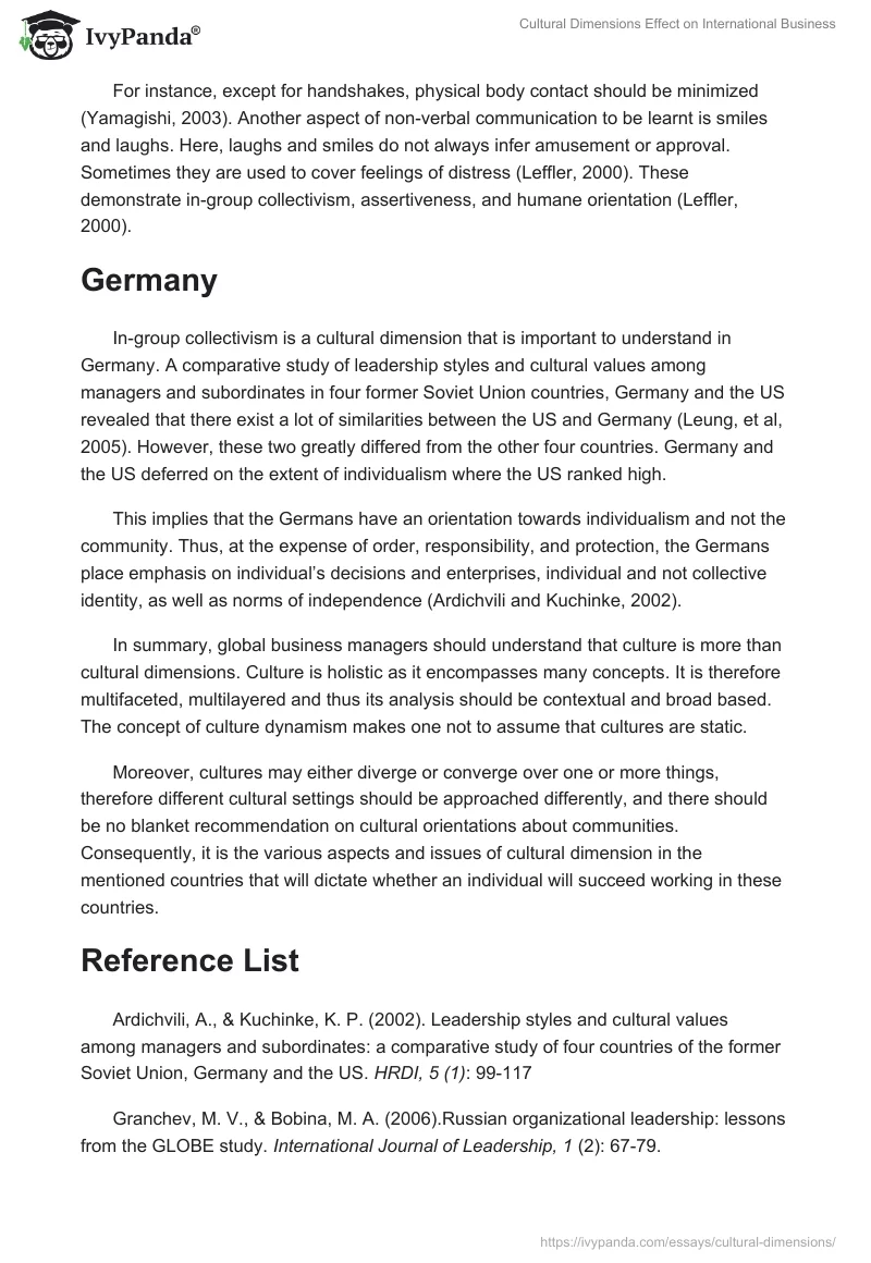Cultural Dimensions Effect on International Business. Page 4