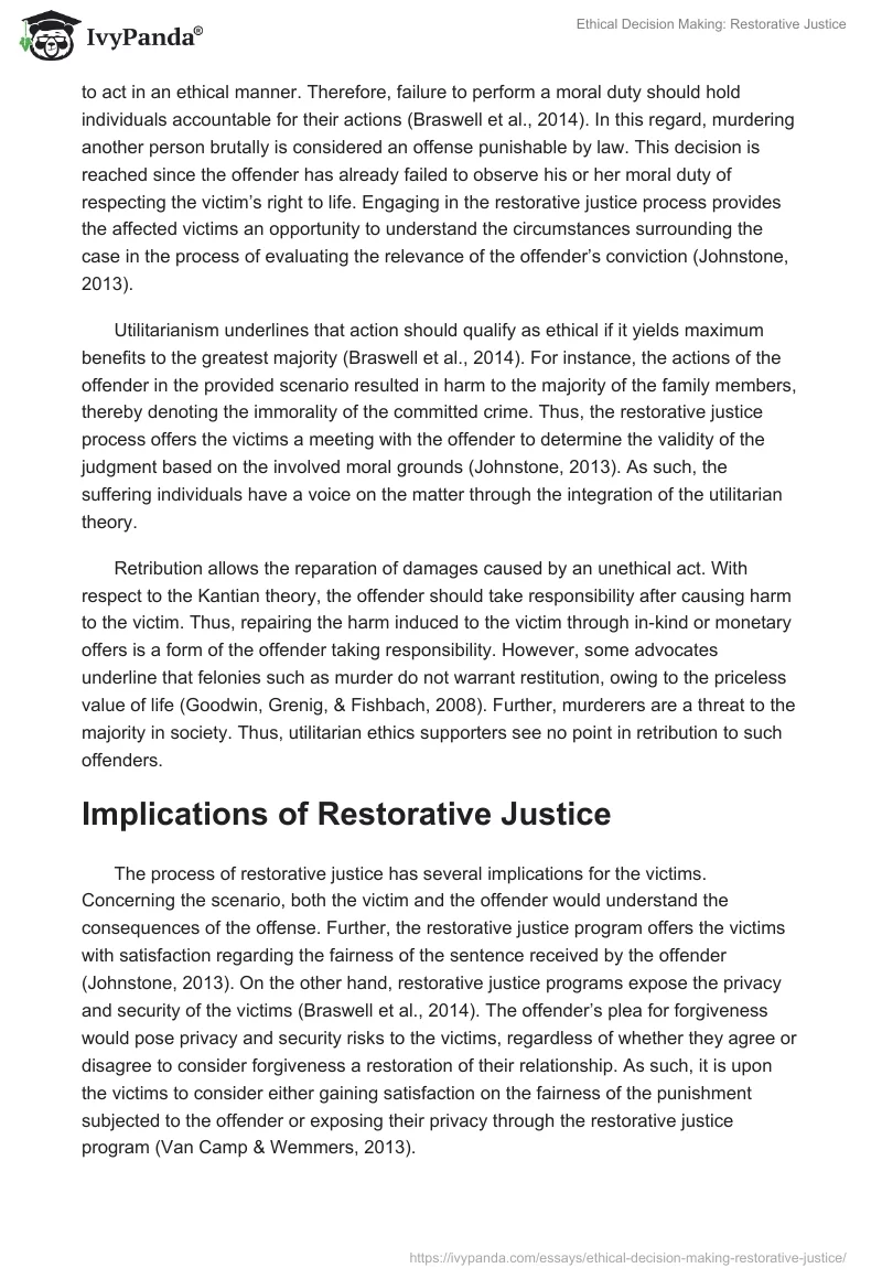 Ethical Decision Making: Restorative Justice. Page 3