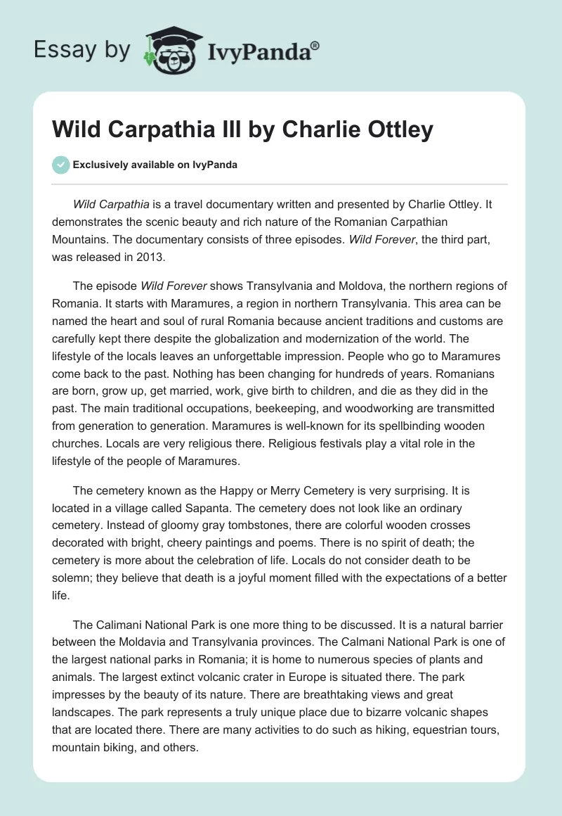 "Wild Carpathia III" by Charlie Ottley. Page 1