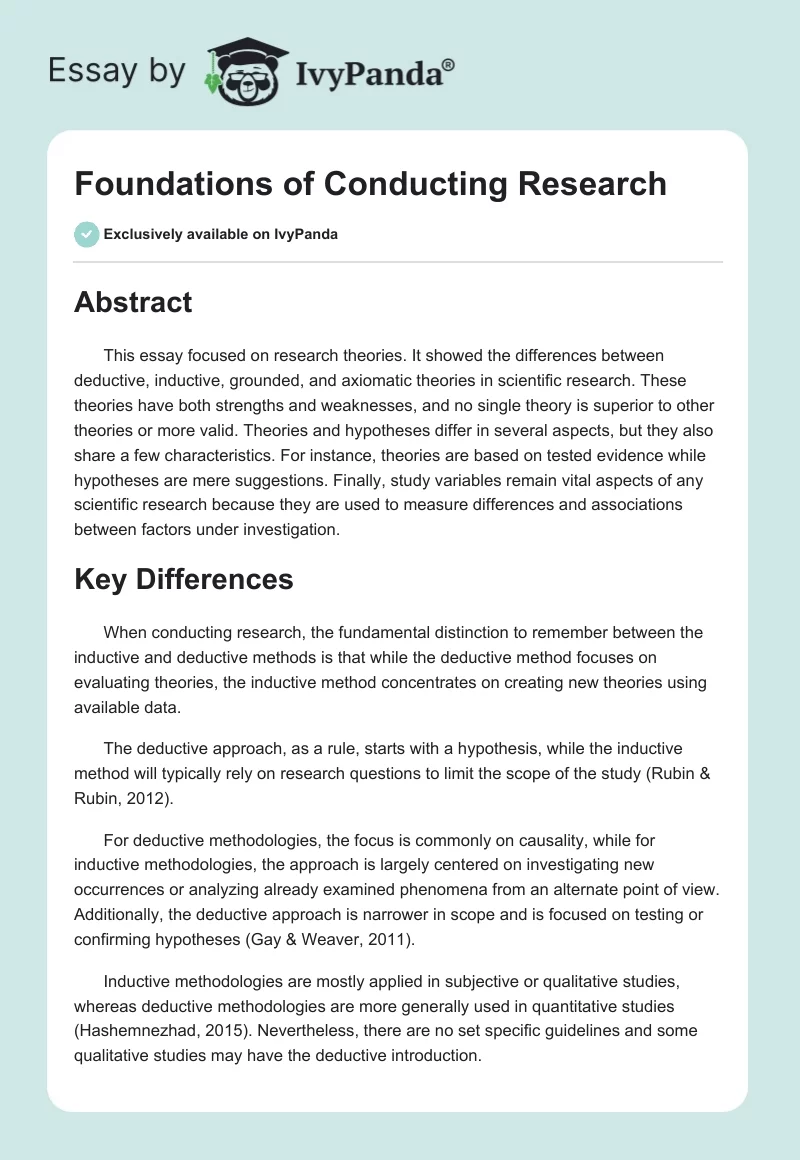Foundations of Conducting Research. Page 1