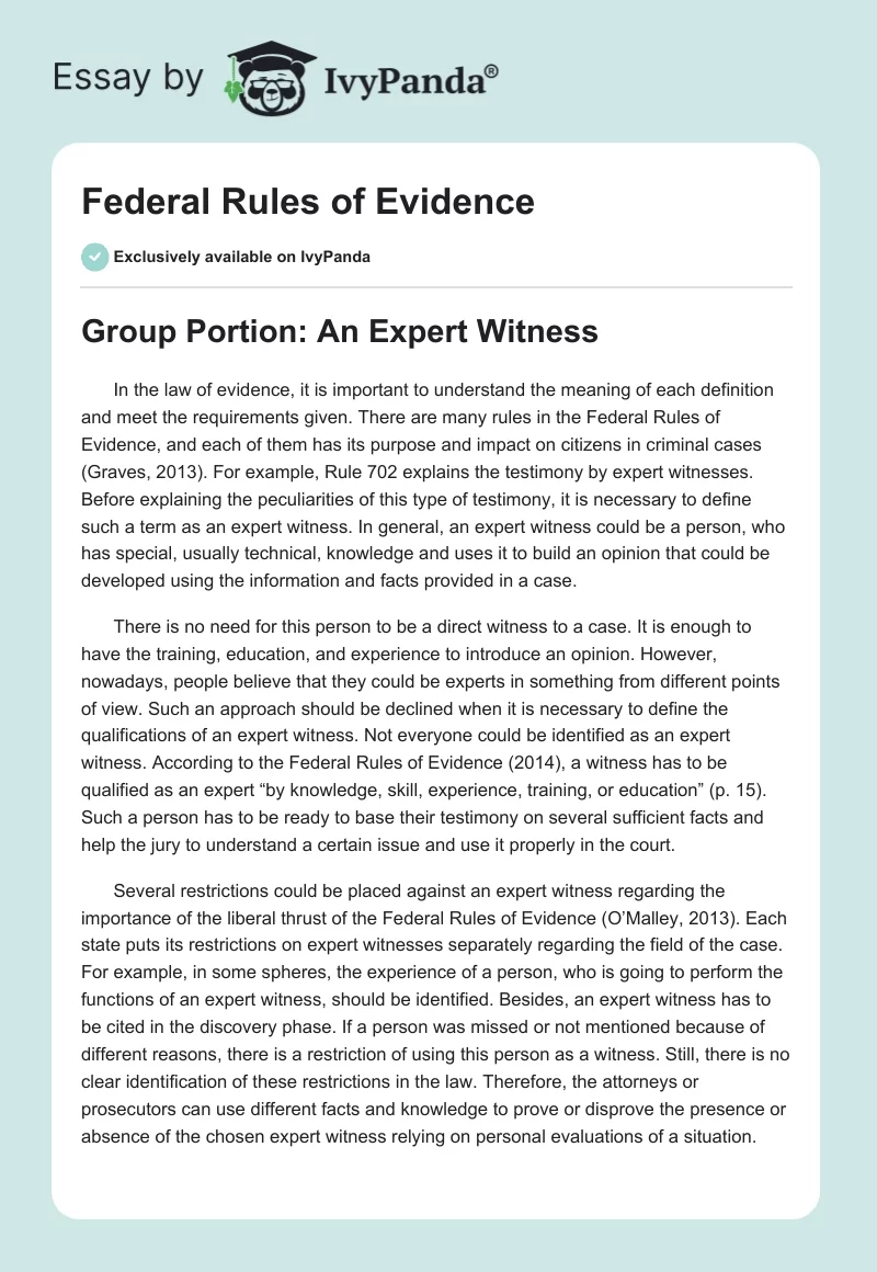 Federal Rules of Evidence. Page 1