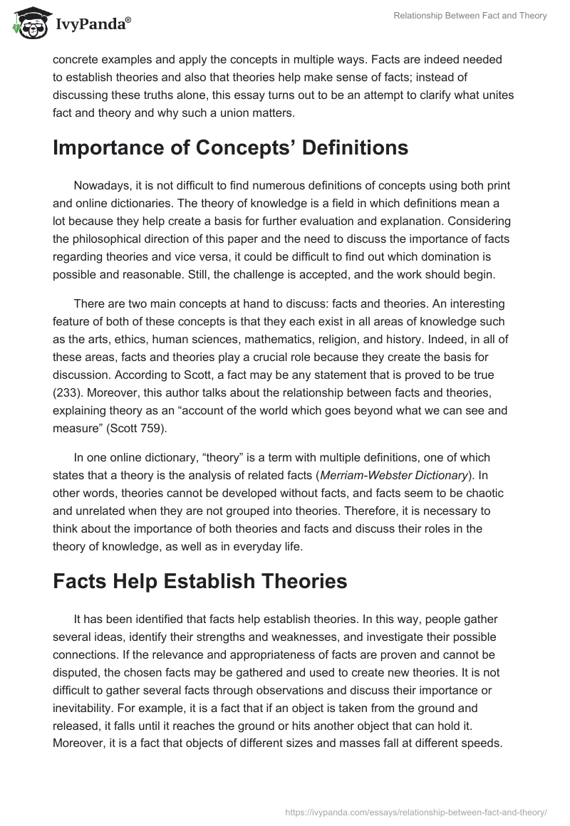 Relationship Between Fact and Theory. Page 2