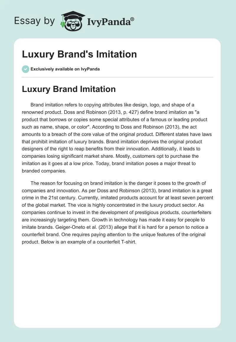 Luxury Brand's Imitation. Page 1